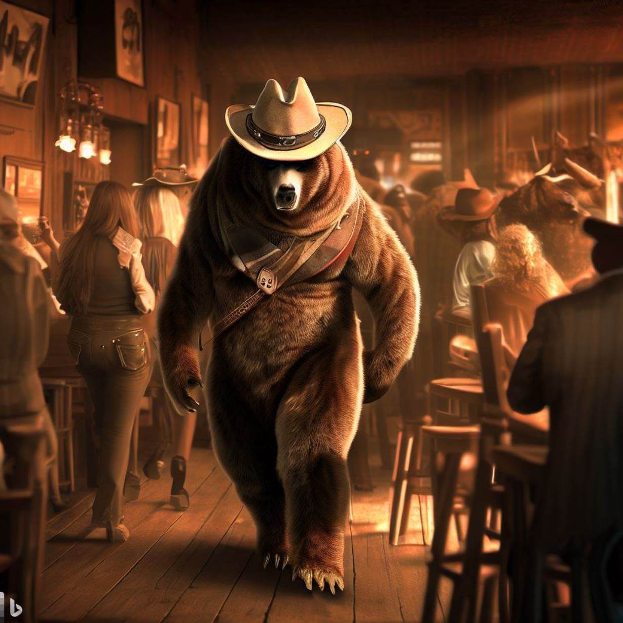 creative image of cowboy bear in wild west